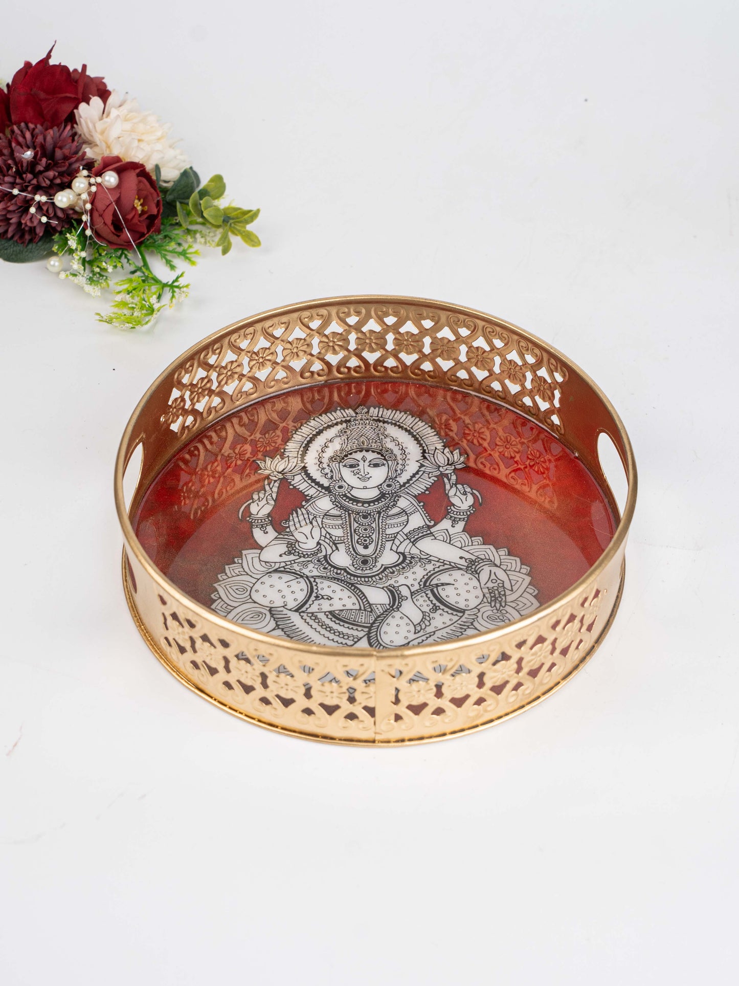Digital Print - Madhubani Metal Tray - 8 inch - WBG1792