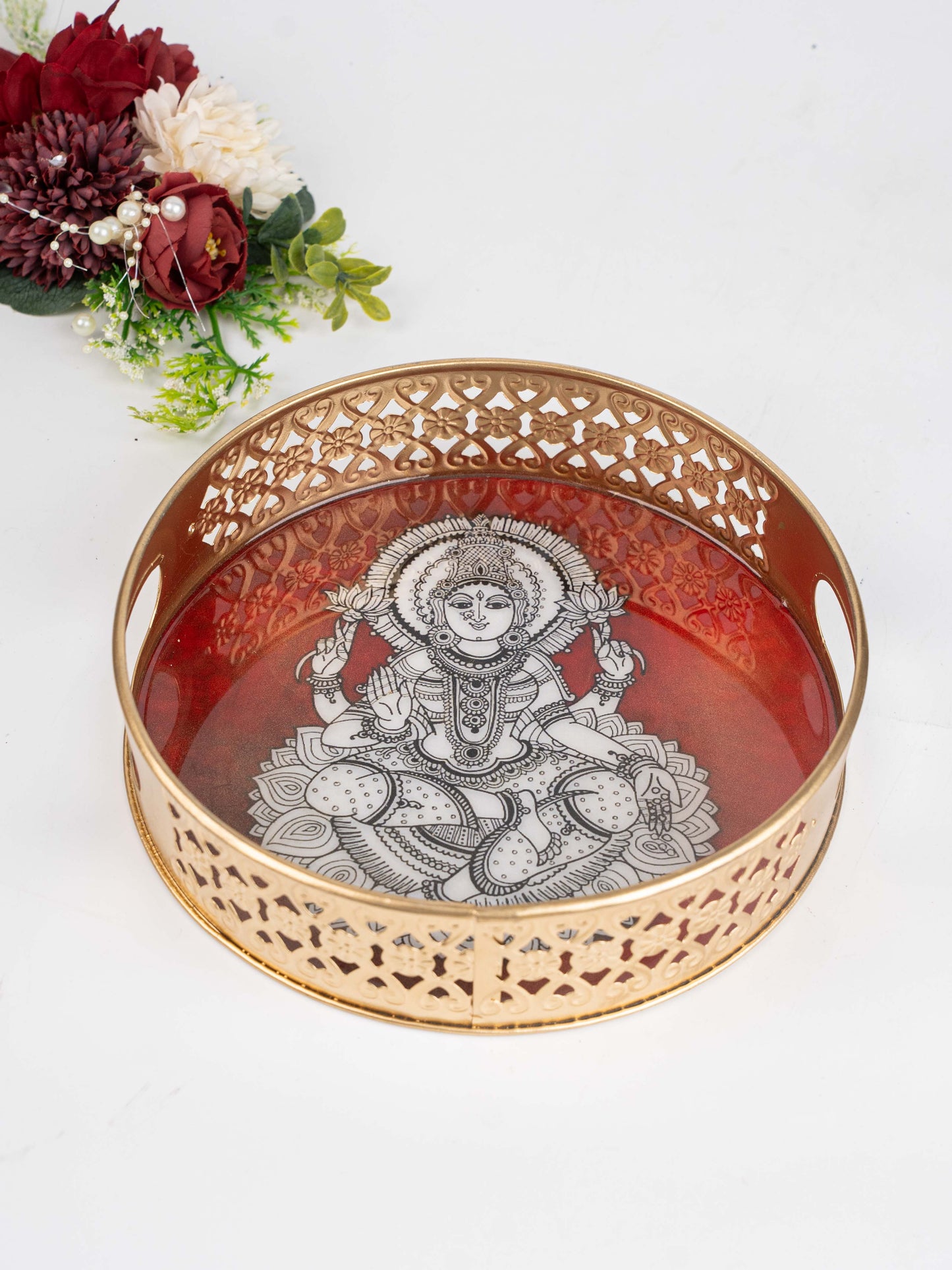 Digital Print - Madhubani Metal Tray - 8 inch - WBG1792