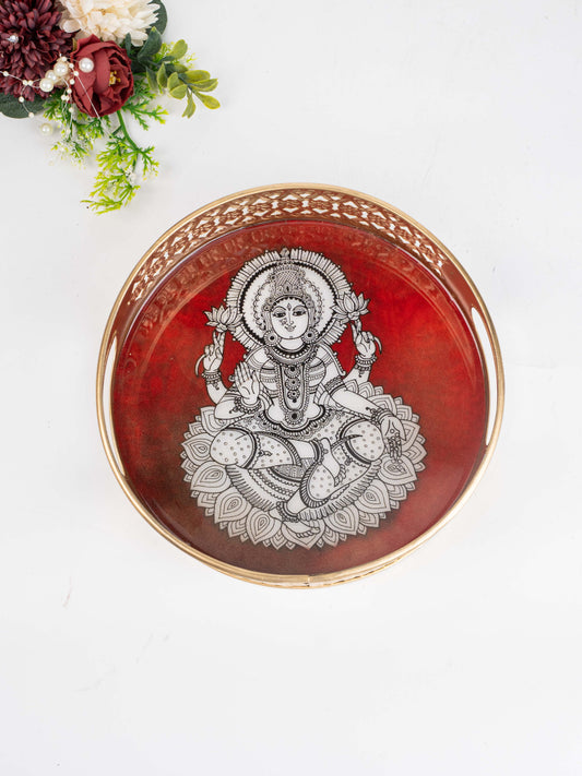 Digital Print - Madhubani Metal Tray - 8 inch - WBG1792