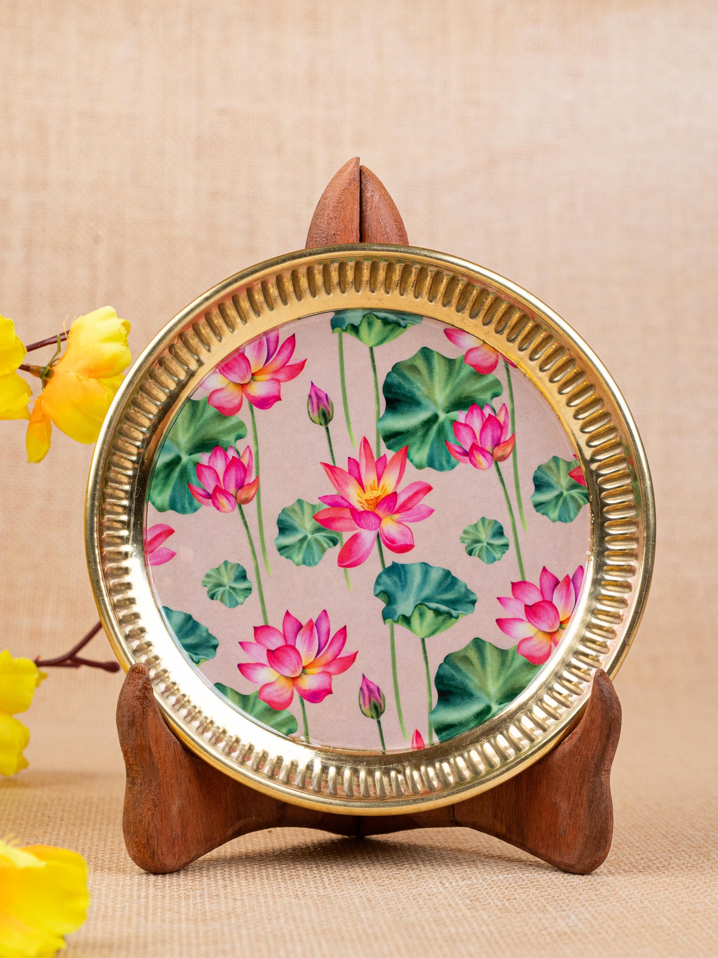 Brass Plate with Pichwai Print - 6 inch - WL5120-1