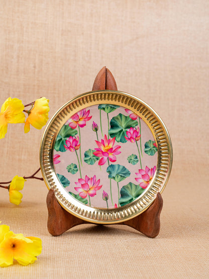 Brass Plate with Pichwai Print - 6 inch - WL5120-1