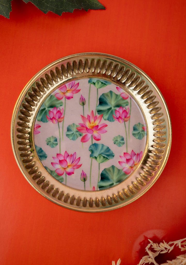 Brass Plate with Pichwai Print - 4 inch - WL5120-3
