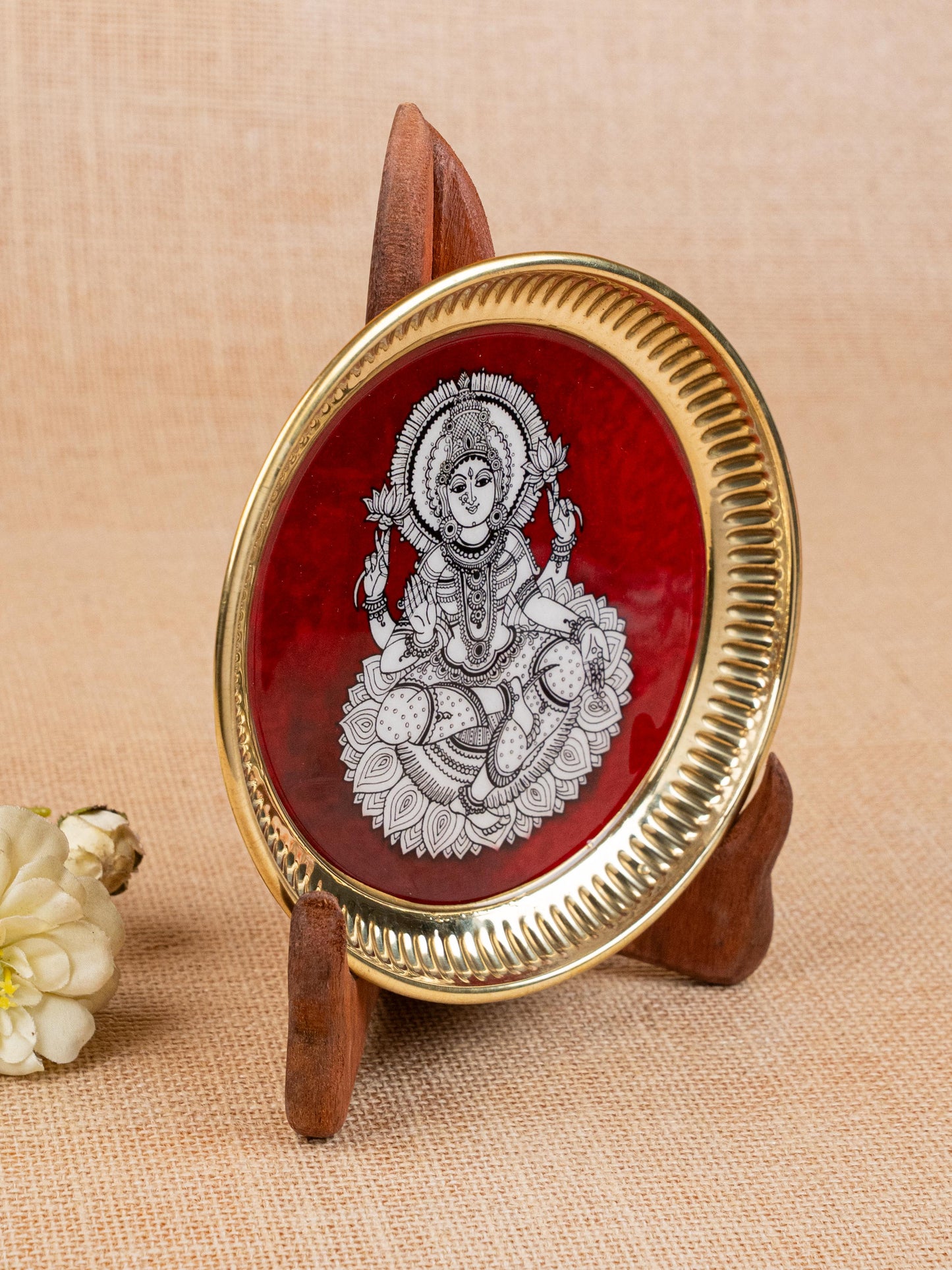 Brass Plate with Madhubani Print - 6 inch - WL5121-1
