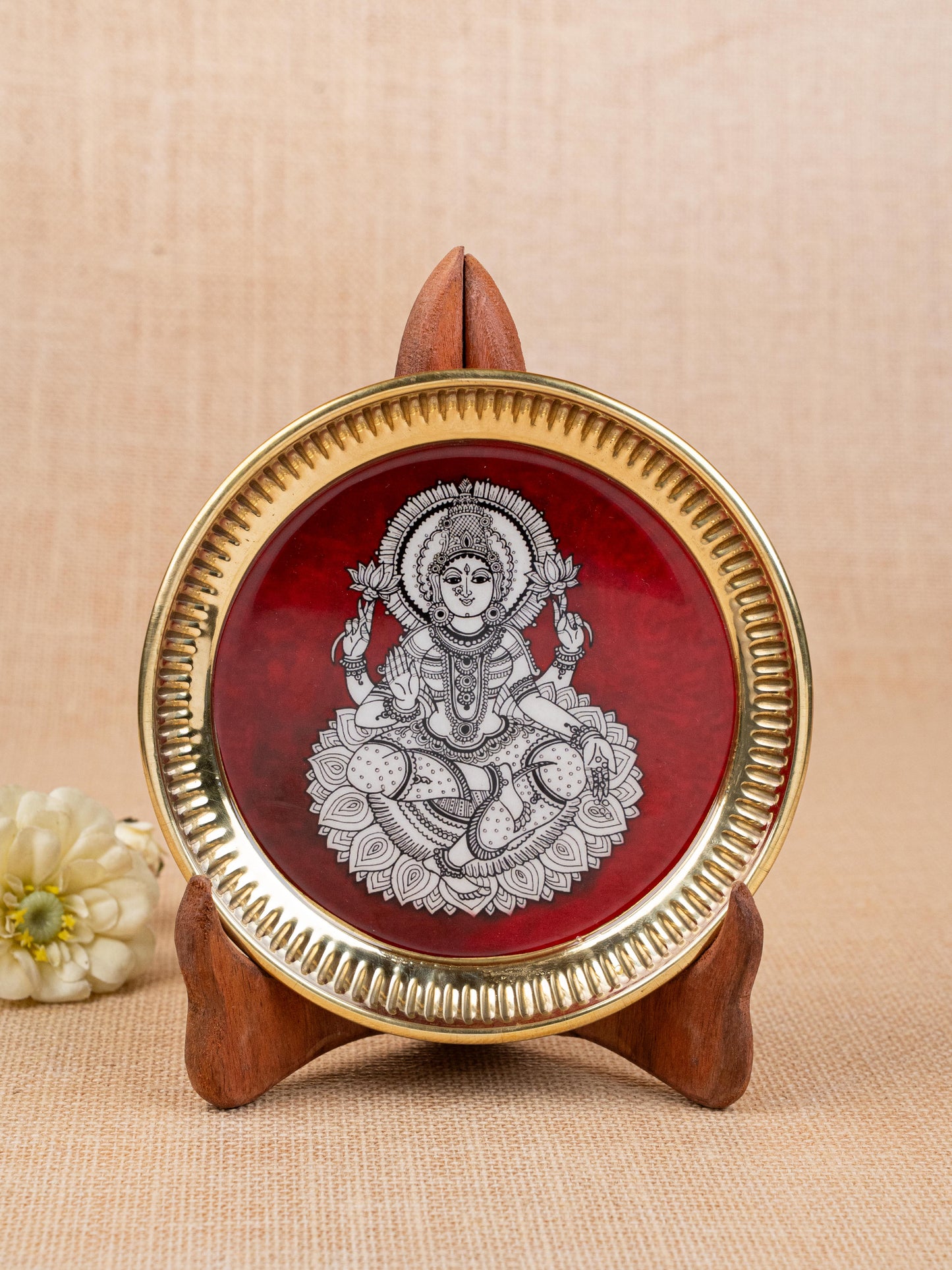 Brass Plate with Madhubani Print - 6 inch - WL5121-1