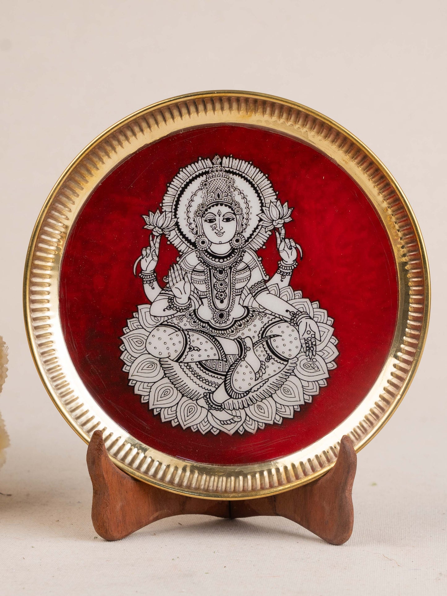 Brass Plate with Madhubani Print - 8 inch - WL5121-2