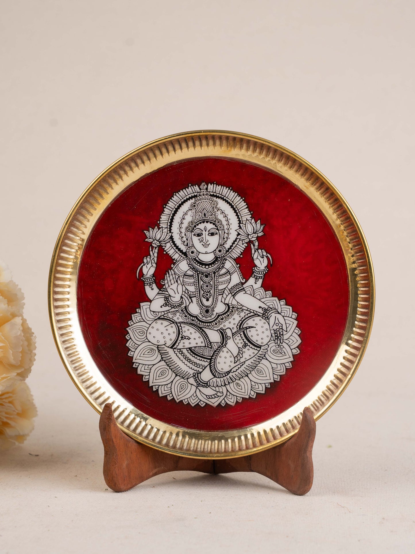Brass Plate with Madhubani Print - 8 inch - WL5121-2