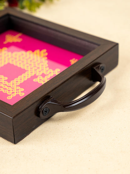 Wooden Tray with Kolam Digital Print - 6x6 inch - WL5124-1
