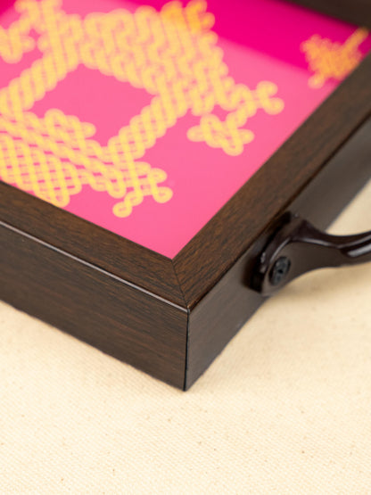 Wooden Tray with Kolam Digital Print - 6x6 inch - WL5124-1