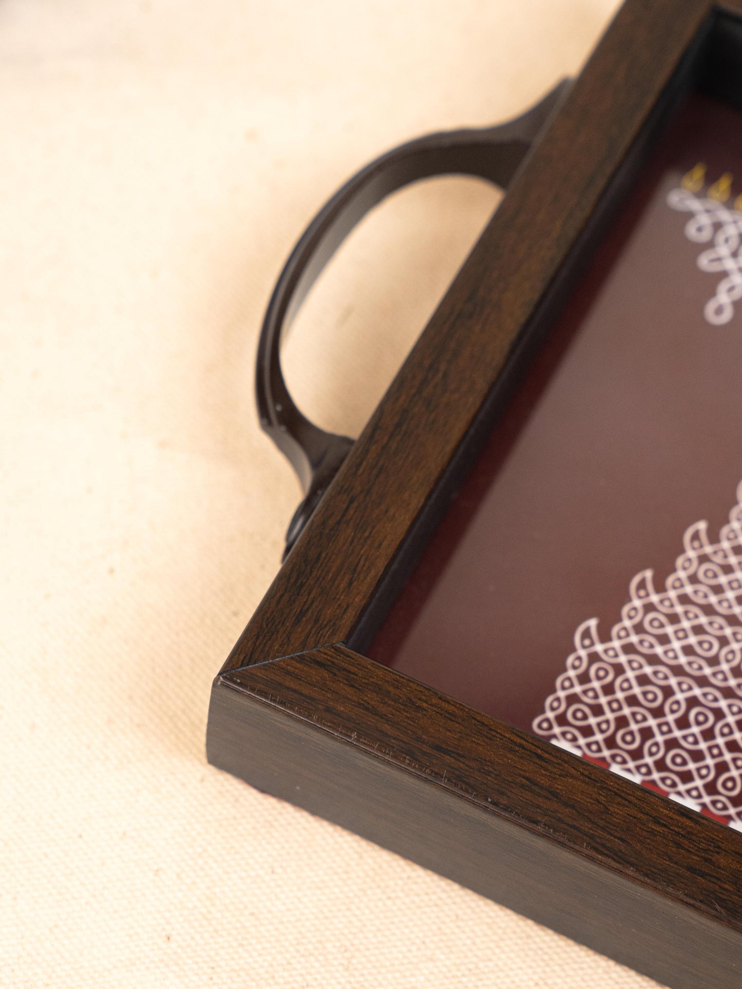 Wooden Tray with Kolam Digital Print - 6x6 inch - WL5124-4