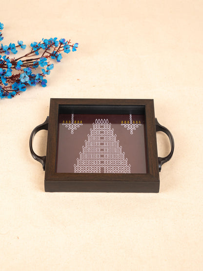 Wooden Tray with Kolam Digital Print - 6x6 inch - WL5124-4