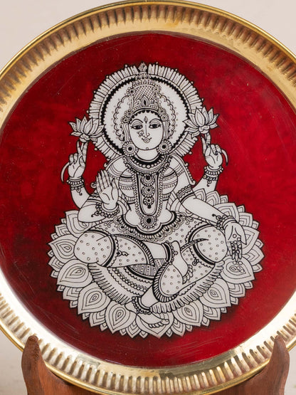 Brass Plate with Madhubani Print - 8 inch - WL5121-2
