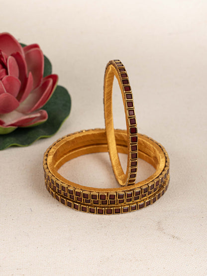 Kundan Bangles - Set of 4 - 2.8 inch - WL5166-2