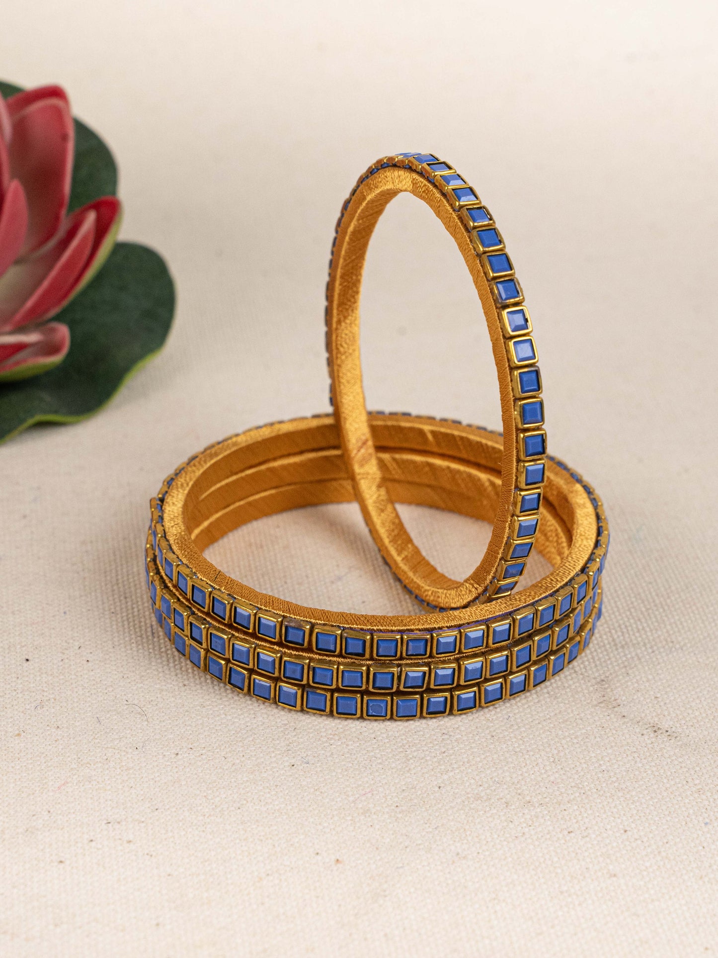 Kundan Bangles - Set of 4 - 2.6 inch - WL5166-1