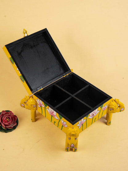 Handpainted Wooden Elephant Storage Box - 7 inch - WL5175