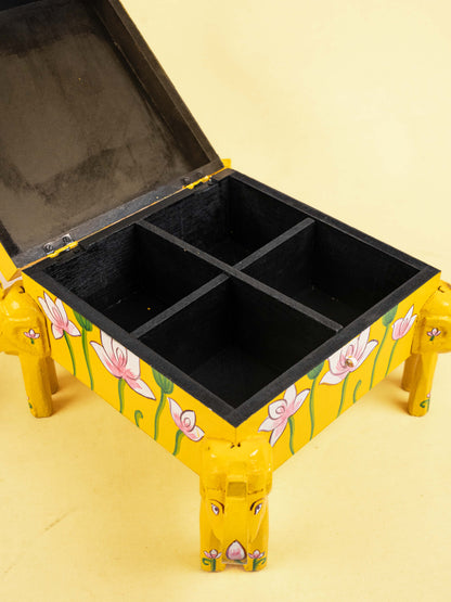 Handpainted Wooden Elephant Storage Box - 7 inch - WL5175