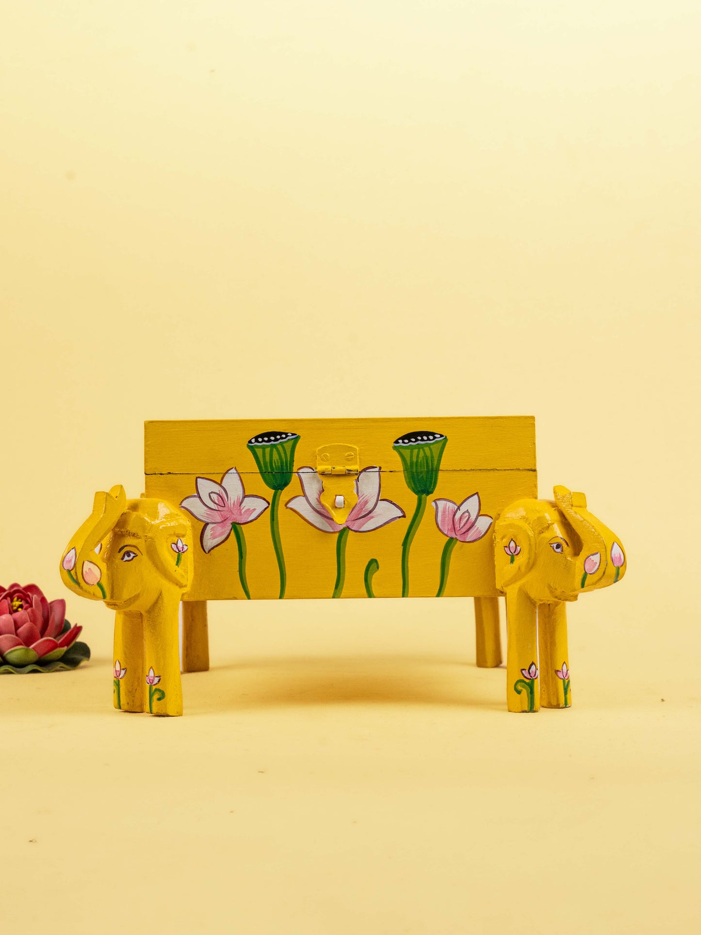 Handpainted Wooden Elephant Storage Box - 7 inch - WL5175
