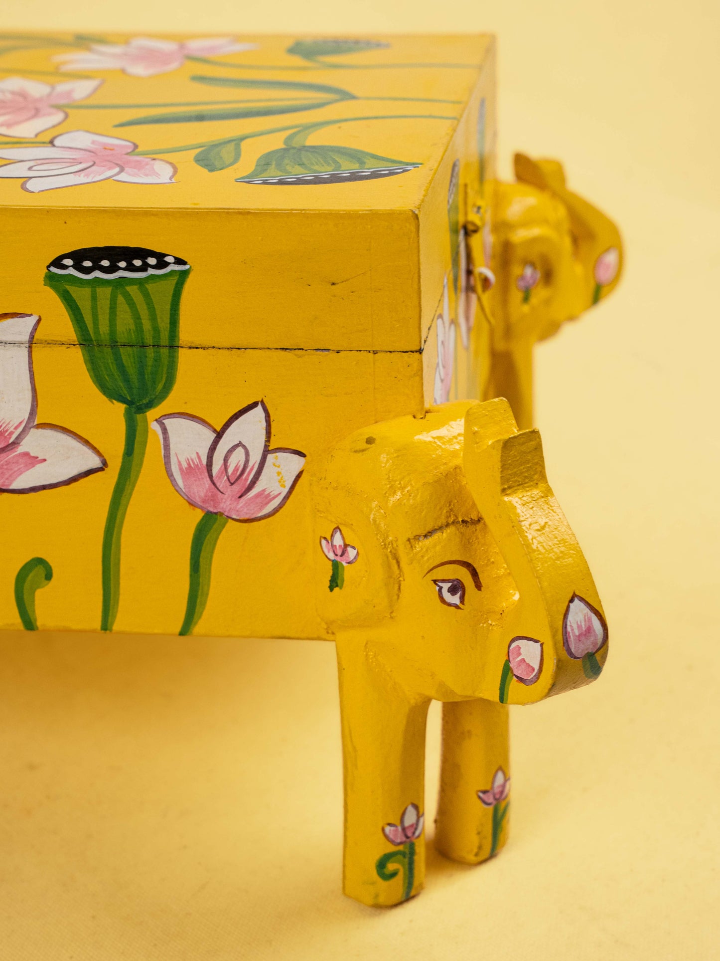 Handpainted Wooden Elephant Storage Box - 7 inch - WL5175