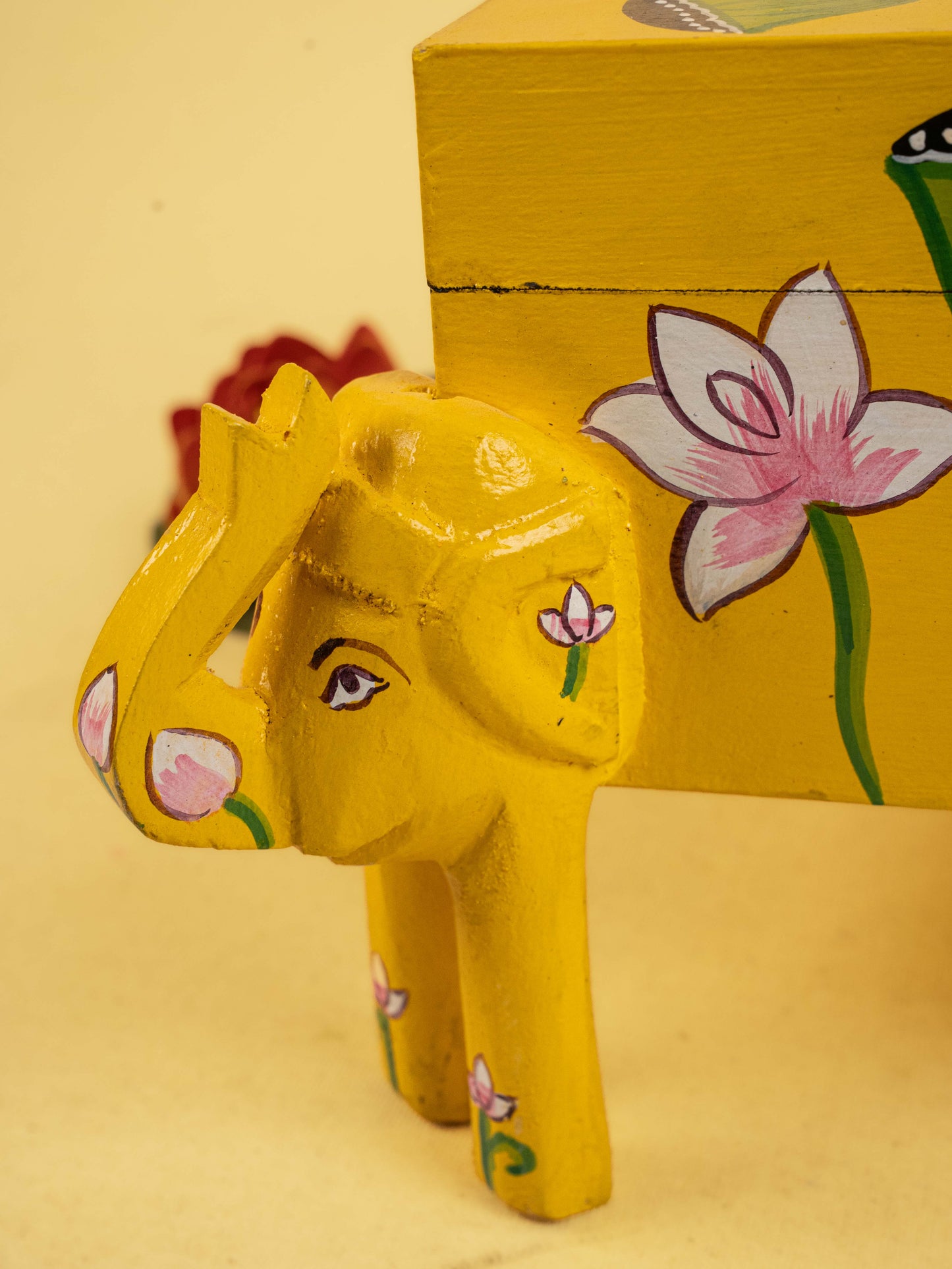 Handpainted Wooden Elephant Storage Box - 7 inch - WL5175
