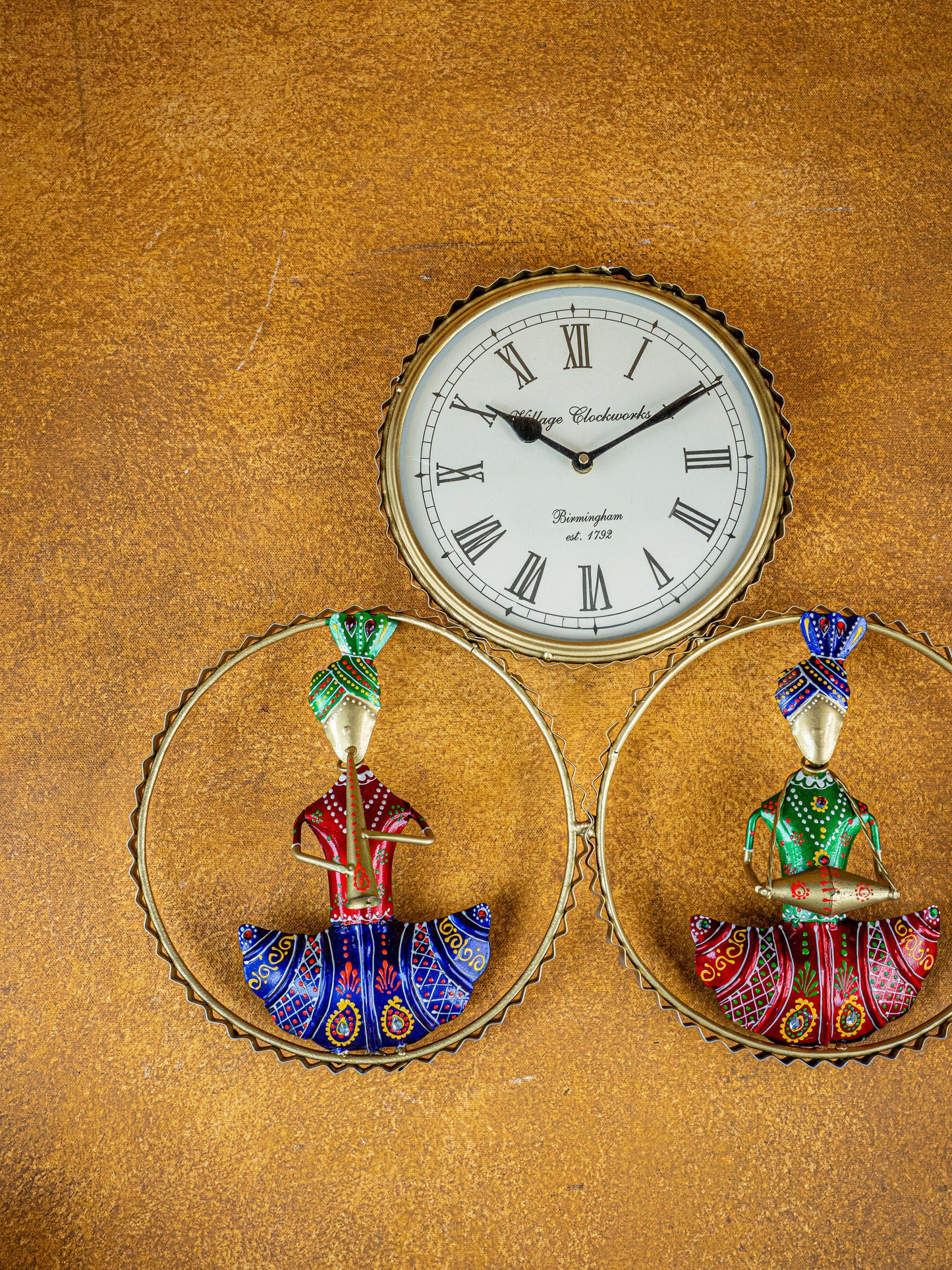 Metal Handpainted Musician with Clock - WL5173