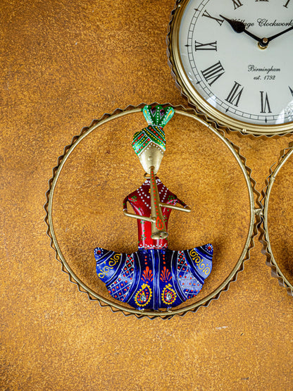 Metal Handpainted Musician with Clock - WL5173