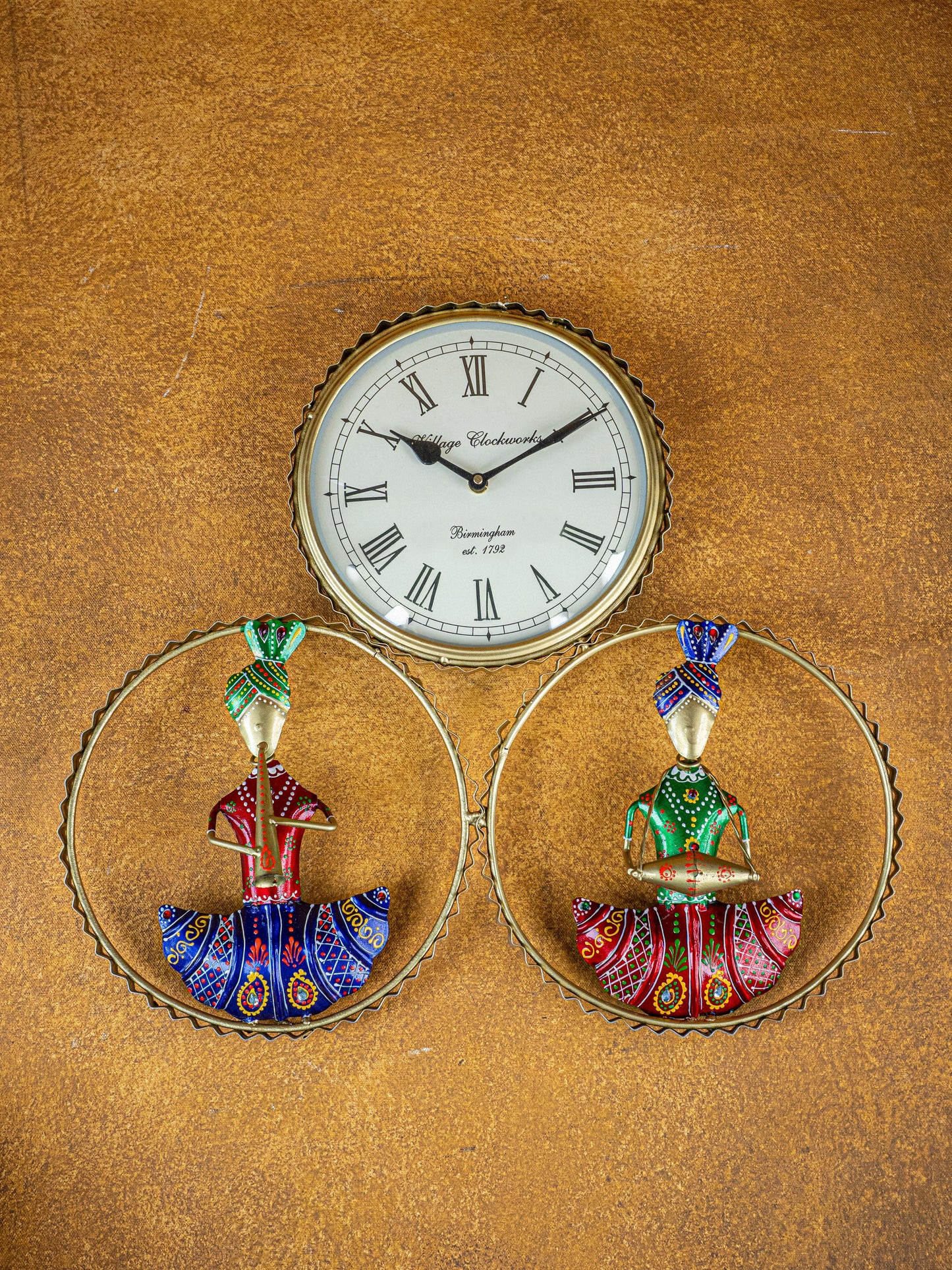 Metal Handpainted Musician with Clock - WL5173