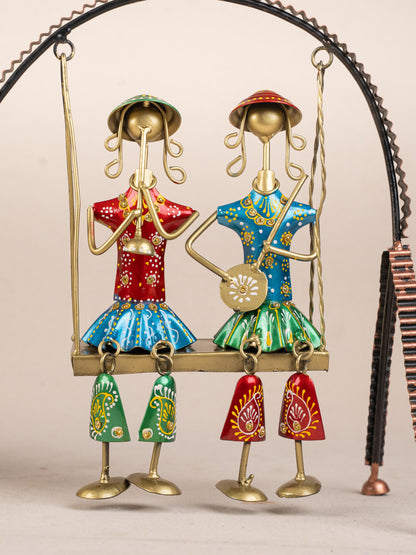 Metal Handpainted Musician on Swing - 13 inch - WL5172