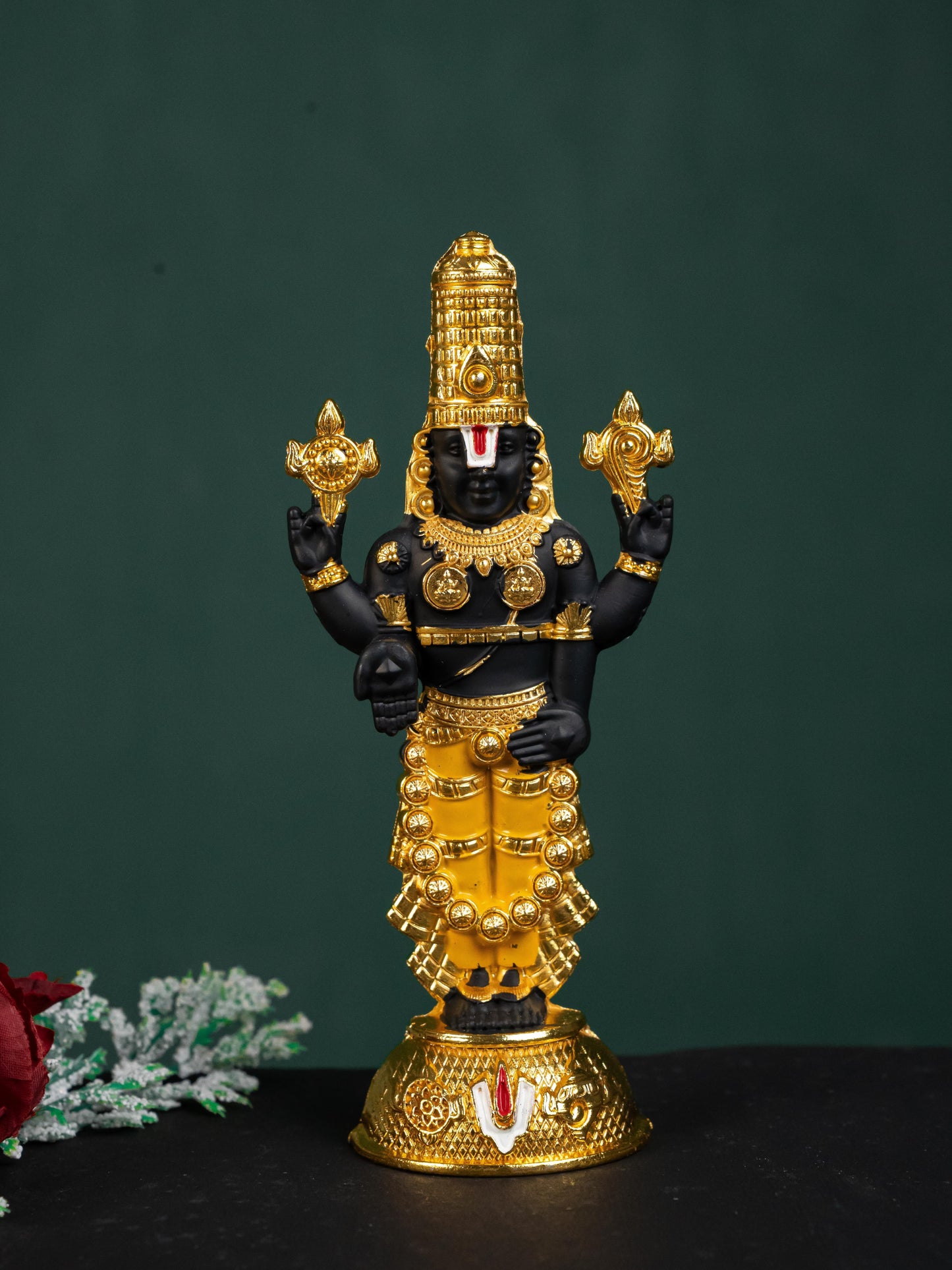 Zinc Alloy Tirupathi Balaji Idol - Gold - 6 inch - WL5180-1