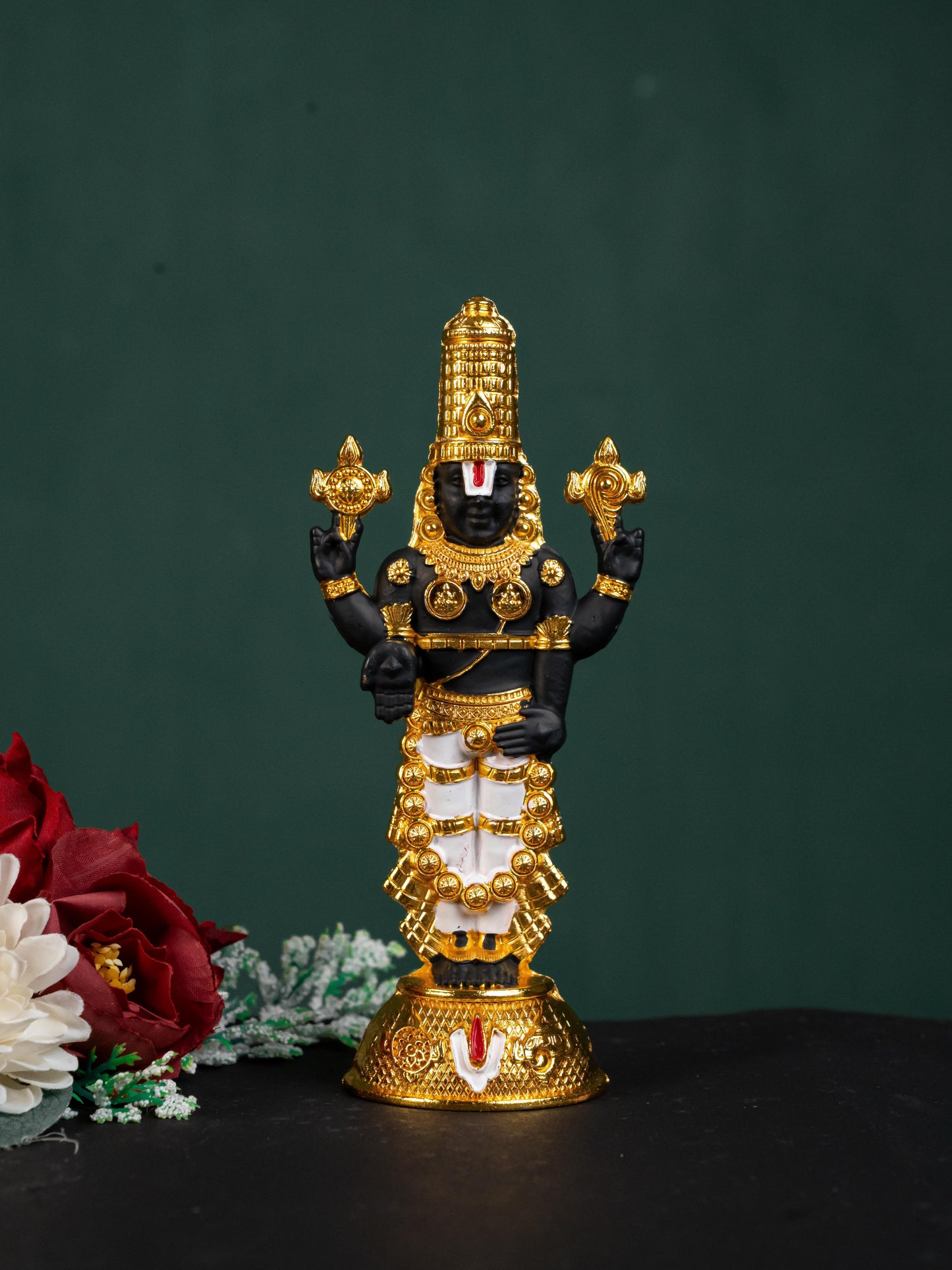 Zinc Alloy Tirupathi Balaji Idol - Gold - 6 inch - WL5180-1