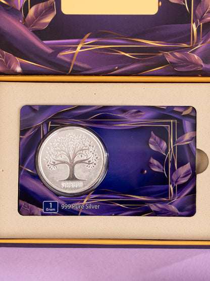 Silver Coin - Kalpavriksha Tree Engraving - 1 Gram - WL5184-1