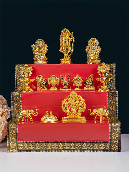 Swarna Golu - Gold Oxidized 3 Step Golu Padi & Zinc Alloy Idols - WL5189-1
