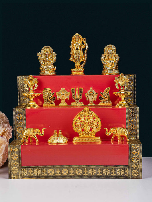 Swarna Golu - Gold Oxidized 3 Step Golu Padi & Zinc Alloy Idols - WL5189-1