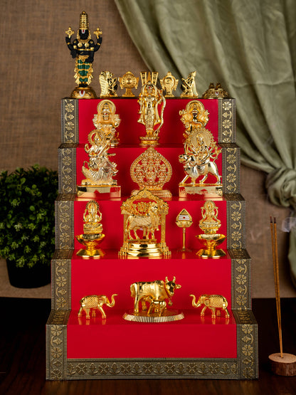 Swarna Golu - Gold Oxidized 5 Step Golu Padi & Zinc Alloy Idols - WL5190-1