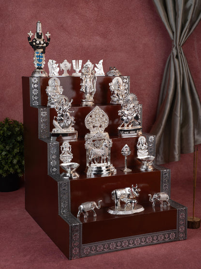 Swarna Golu - Silver Oxidized 5 Step Golu Padi & Zinc Alloy Idols - WL5190-2