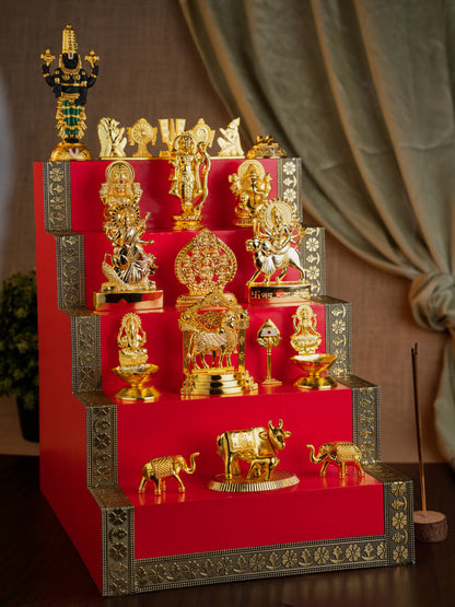 Swarna Golu - Gold Oxidized 5 Step Golu Padi & Zinc Alloy Idols - WL5190-1