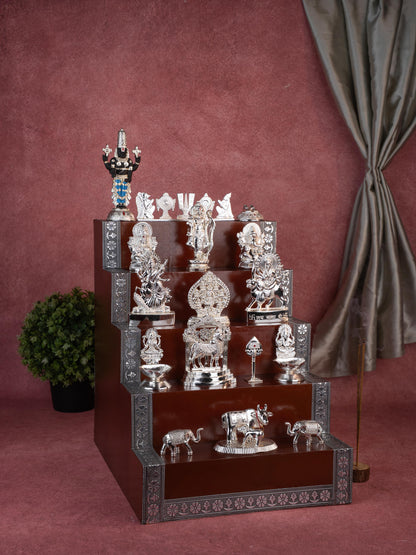 Swarna Golu - Silver Oxidized 5 Step Golu Padi & Zinc Alloy Idols - WL5190-2