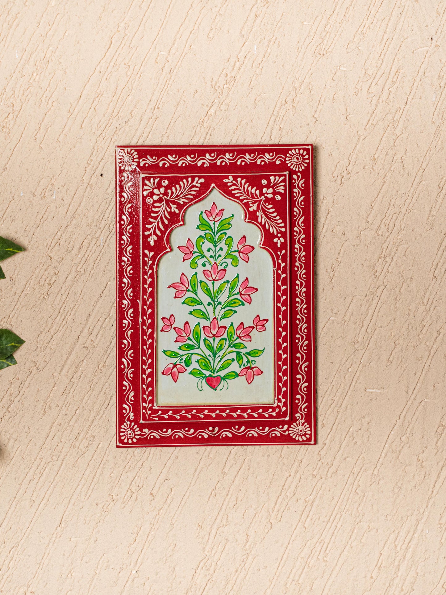 Wooden Handpainted Wall Decor - 12x8 inch - Red - WL5194
