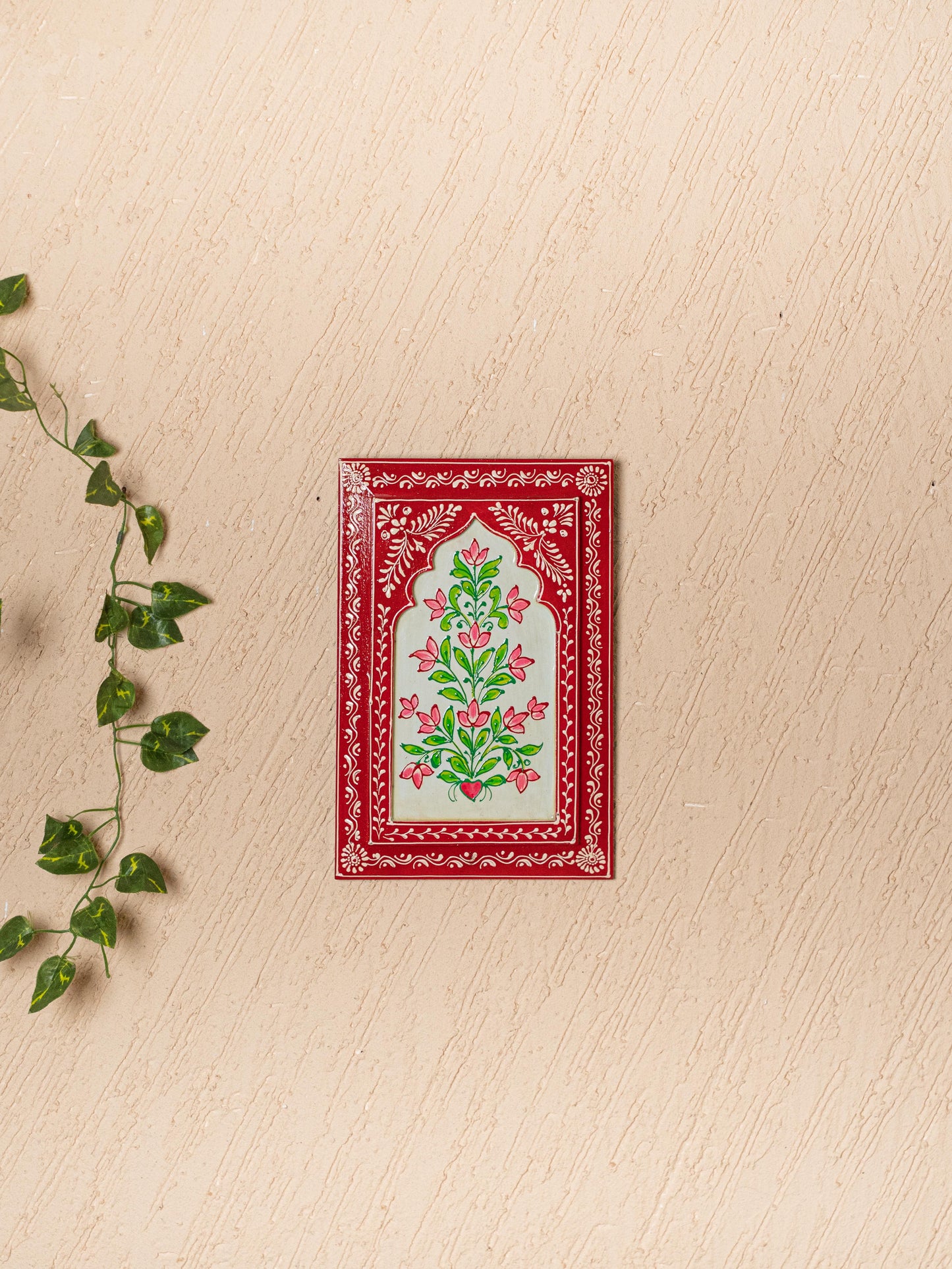 Wooden Handpainted Wall Decor - 12x8 inch - Red - WL5194