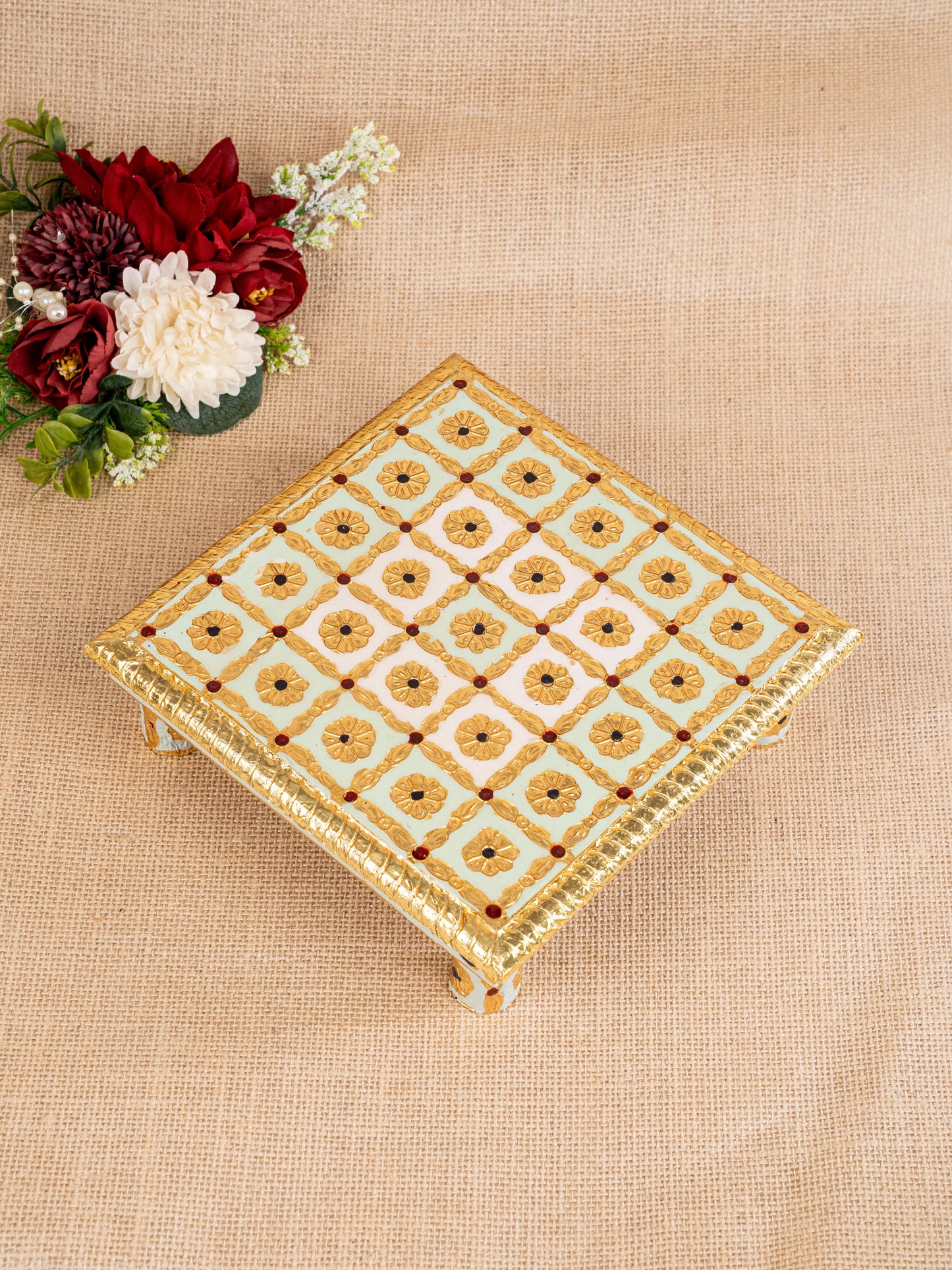 Meenakari Manai - Green - 8x8 inch - WBG1806-1