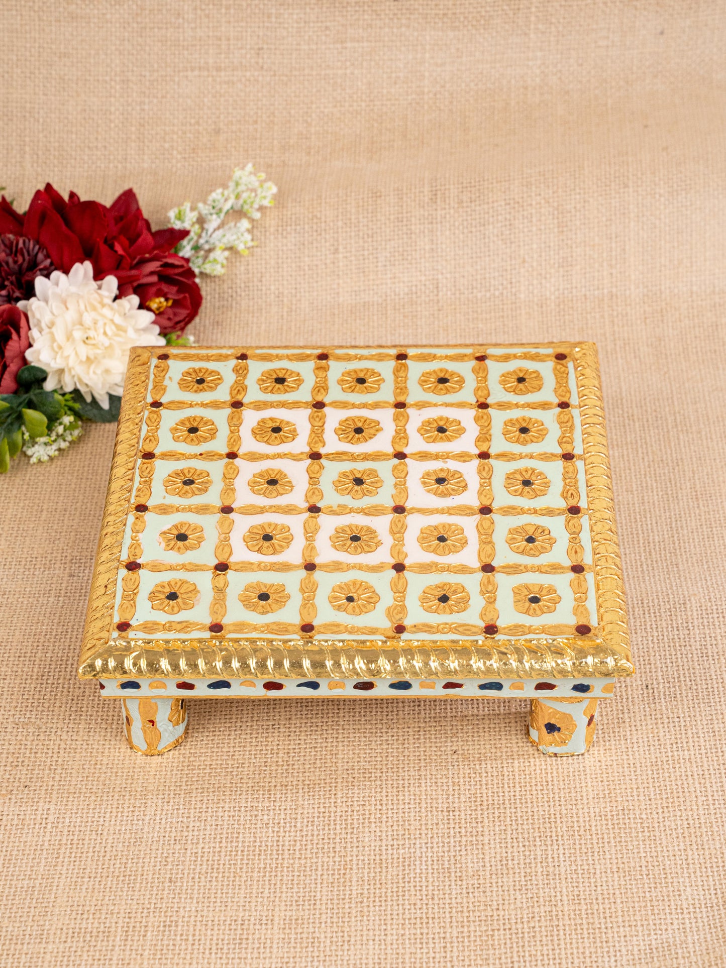 Meenakari Manai - Green - 8x8 inch - WBG1806-1