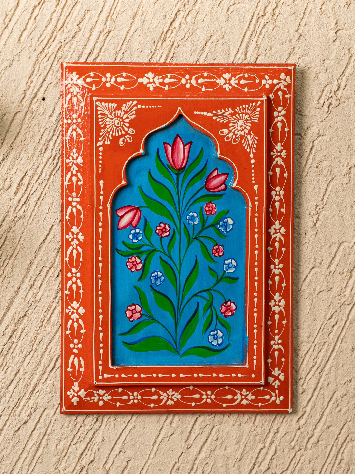Wooden Handpainted Wall Decor - 12x8 inch - Orange - WL5200