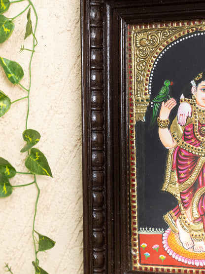 Tanjore Painting - Radha-Krishna - Flat (Gold Foil) - 12x10 inch - WL5201