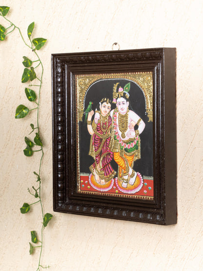 Tanjore Painting - Radha-Krishna - Flat (Gold Foil) - 12x10 inch - WL5201