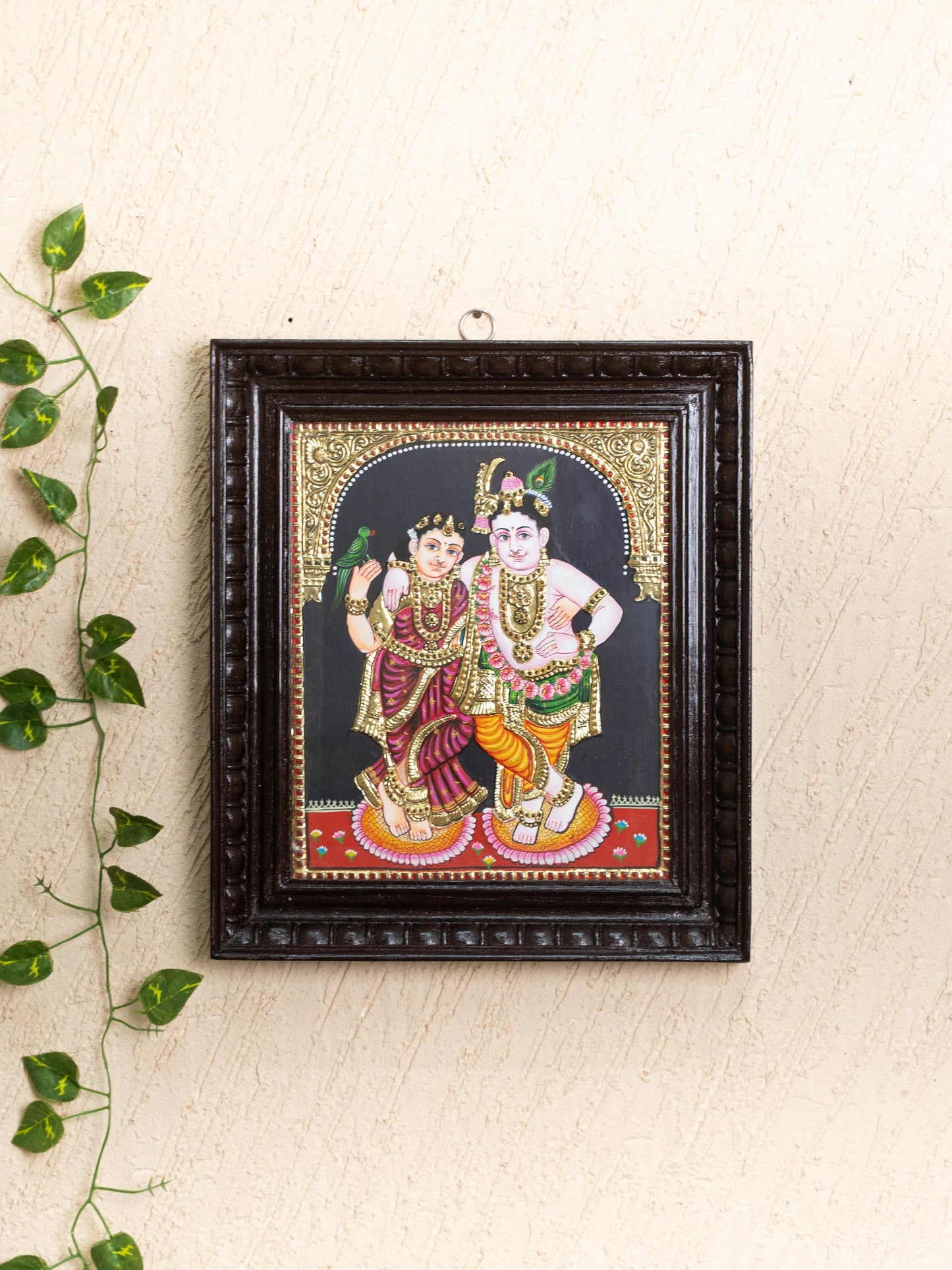 Tanjore Painting - Radha-Krishna - Flat (Gold Foil) - 12x10 inch - WL5201