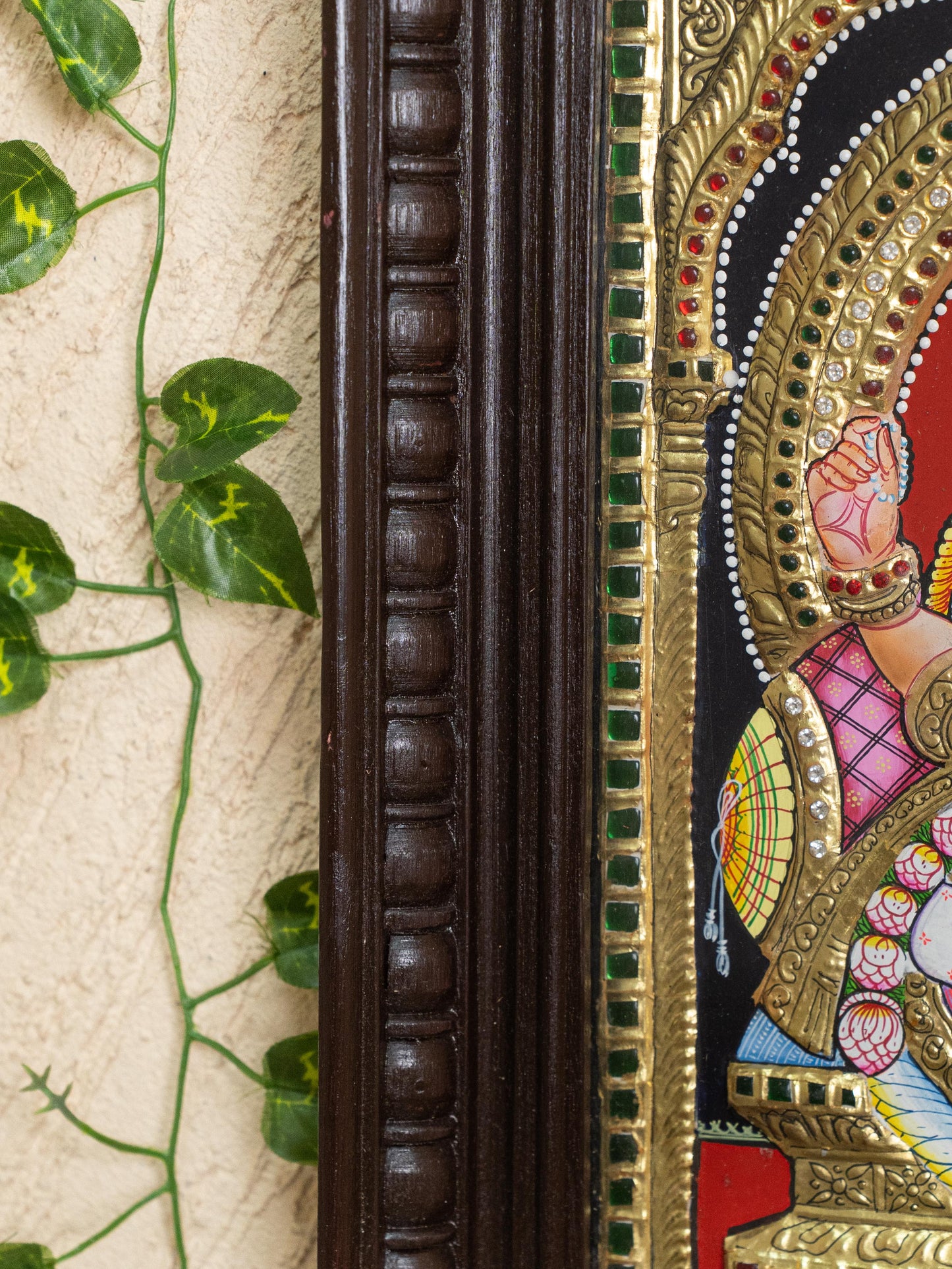Tanjore Painting - Saraswathi - Semi Embossed - 15x12 inch - WL5202