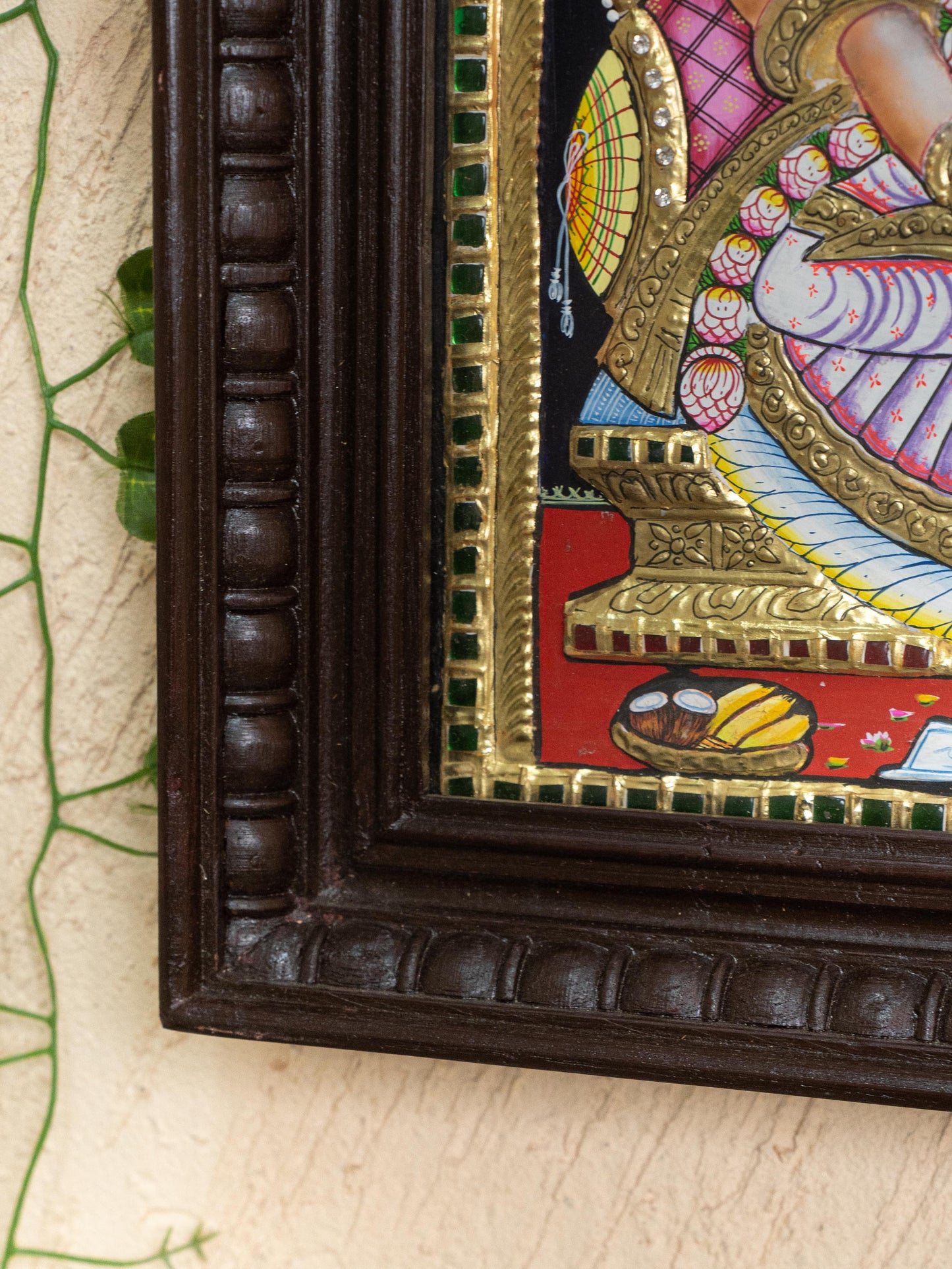 Tanjore Painting - Saraswathi - Semi Embossed - 15x12 inch - WL5202