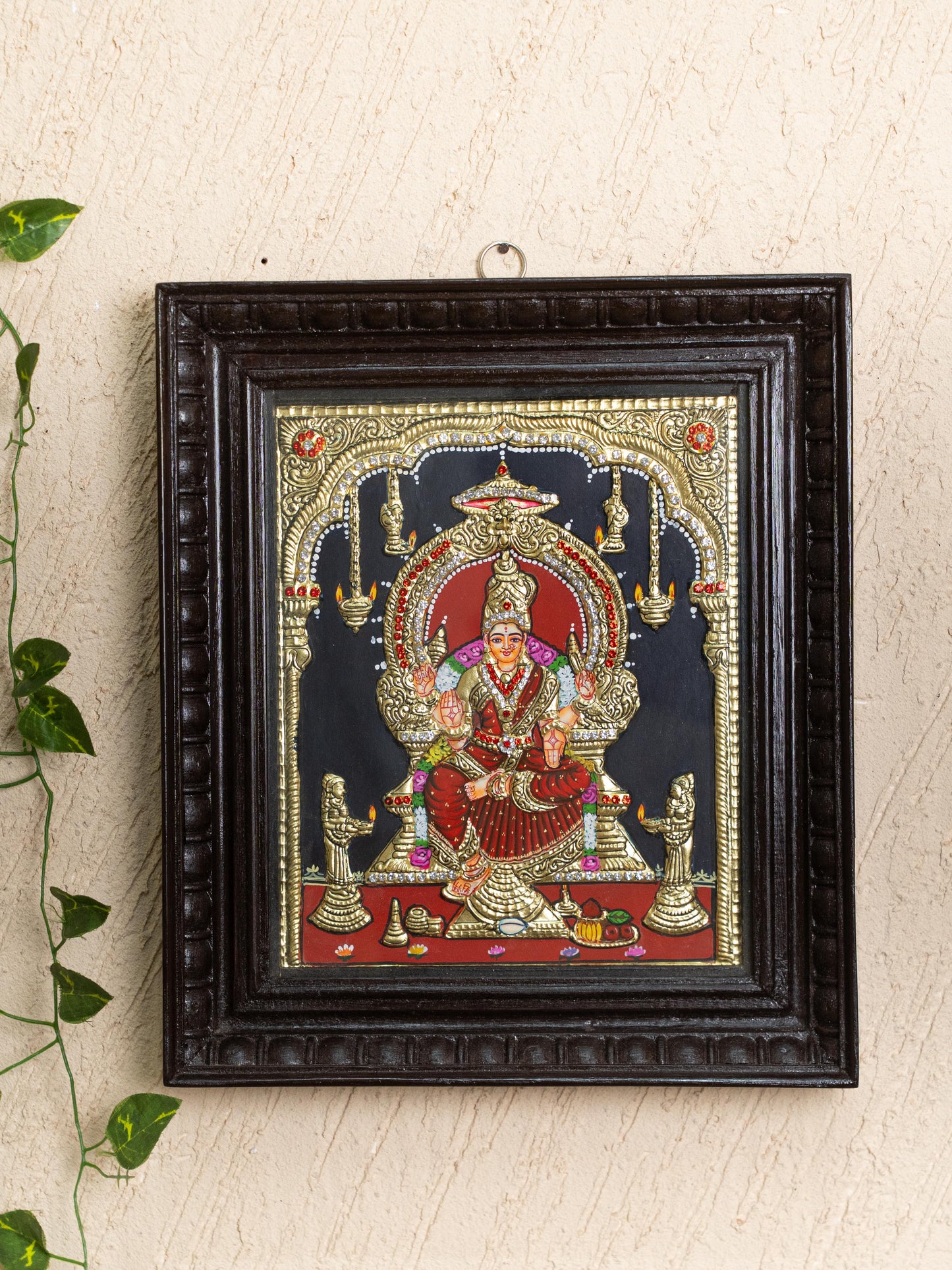 Tanjore Painting - Bharani Amman - Semi Embossed - 12x10 inch - WL5204
