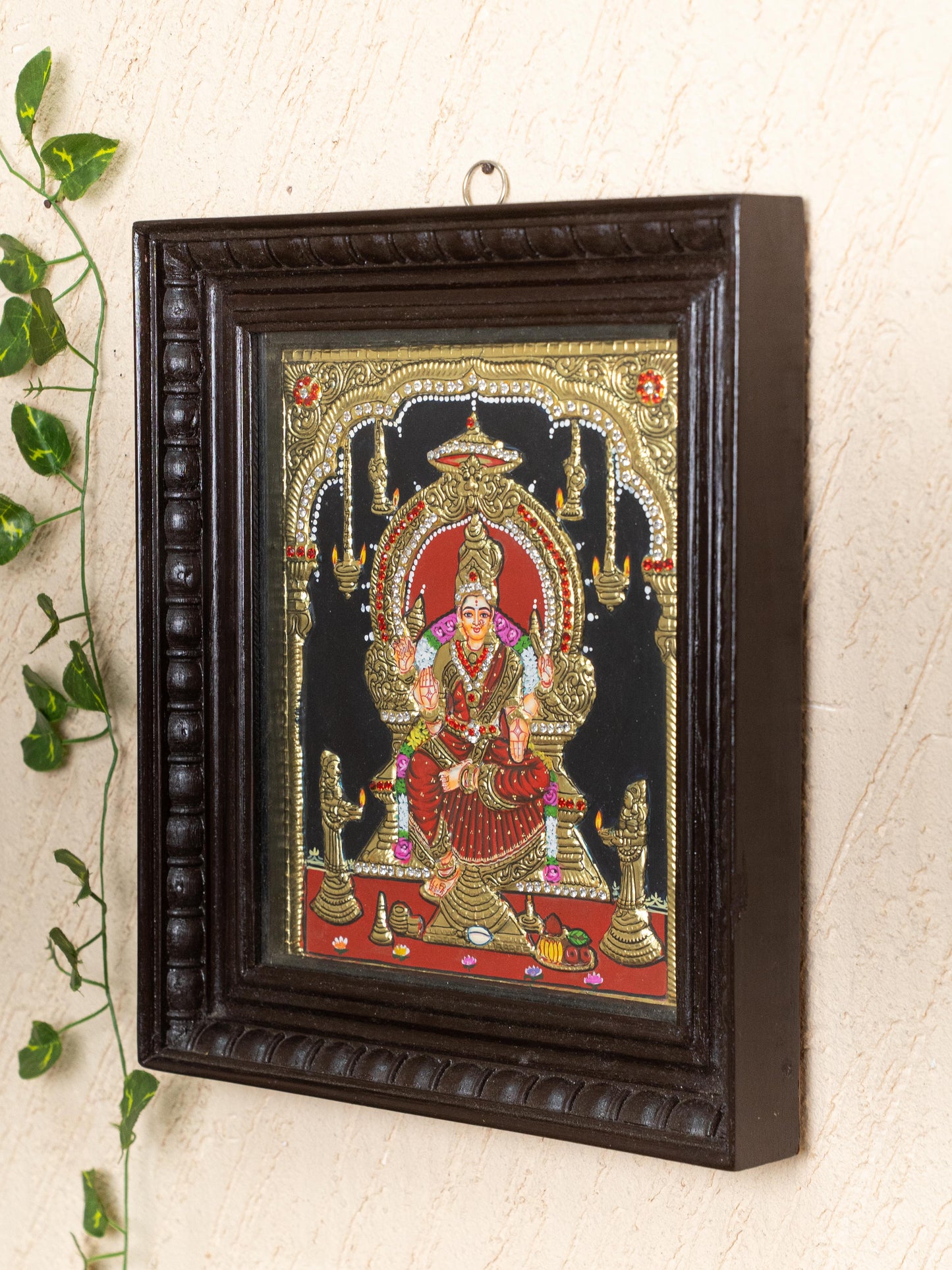 Tanjore Painting - Bharani Amman - Semi Embossed - 12x10 inch - WL5204