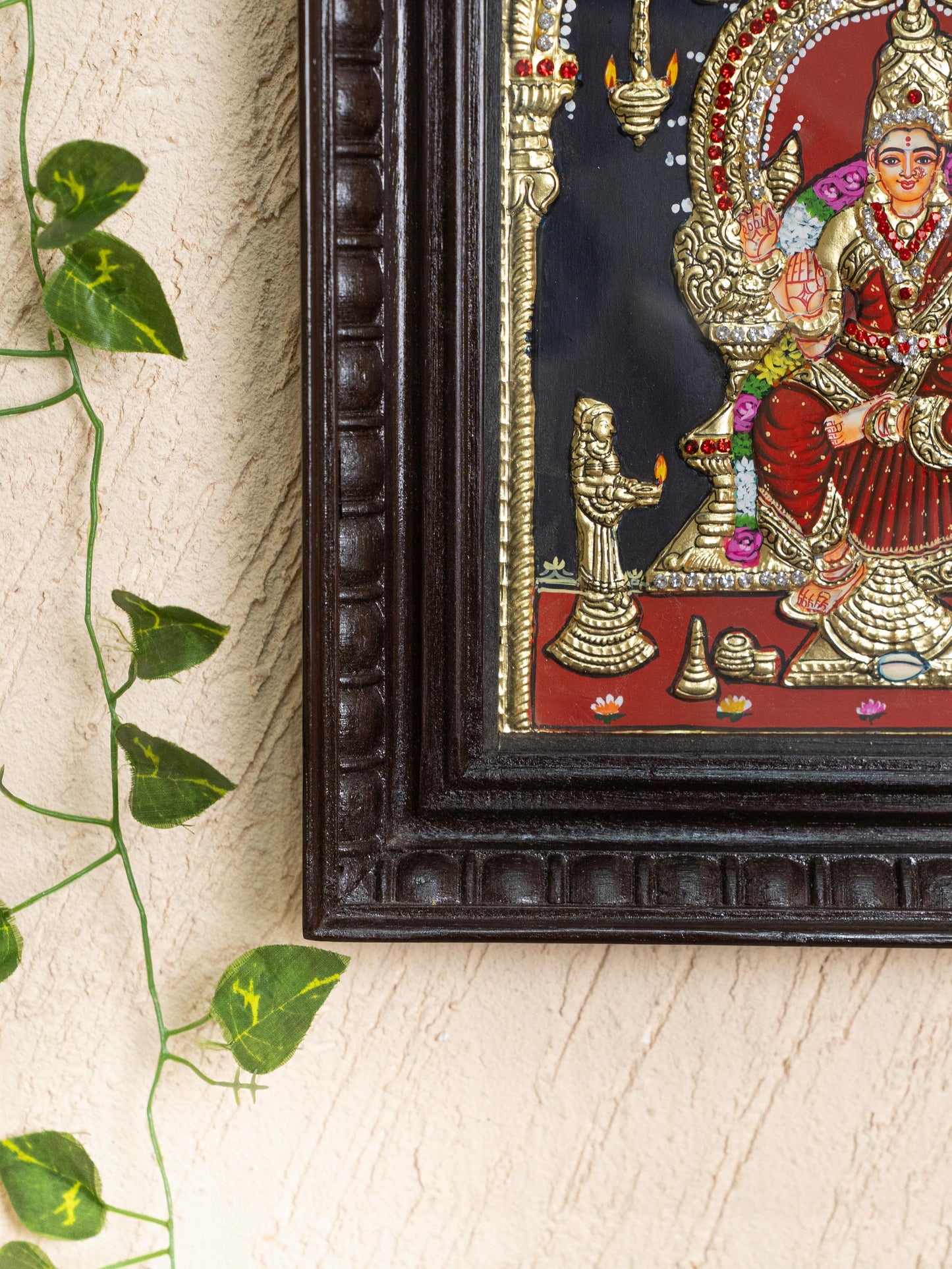 Tanjore Painting - Bharani Amman - Semi Embossed - 12x10 inch - WL5204