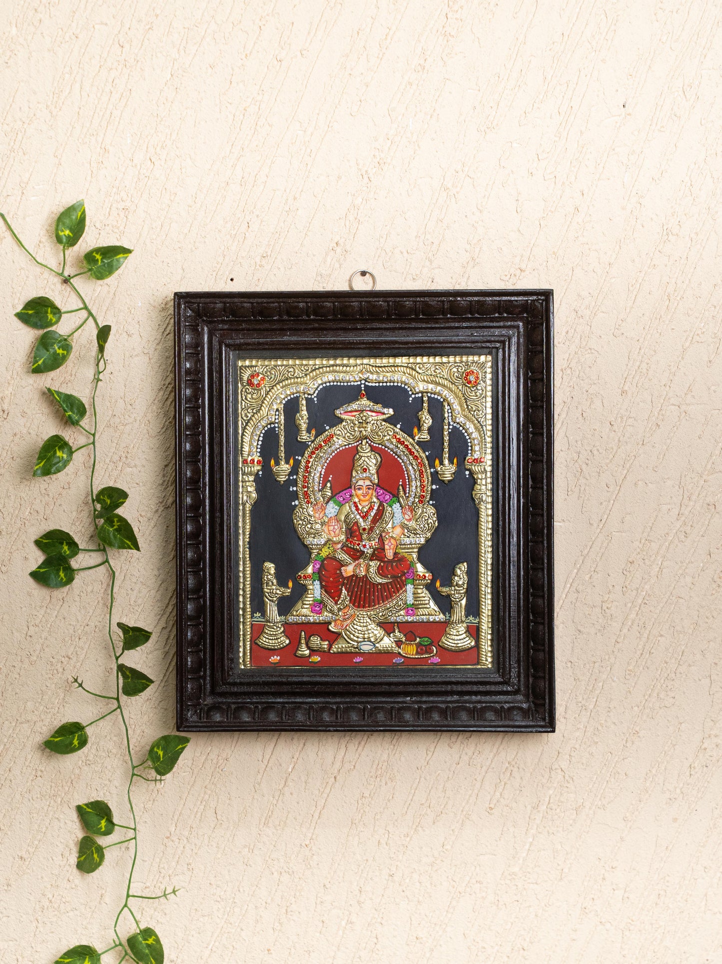 Tanjore Painting - Bharani Amman - Semi Embossed - 12x10 inch - WL5204