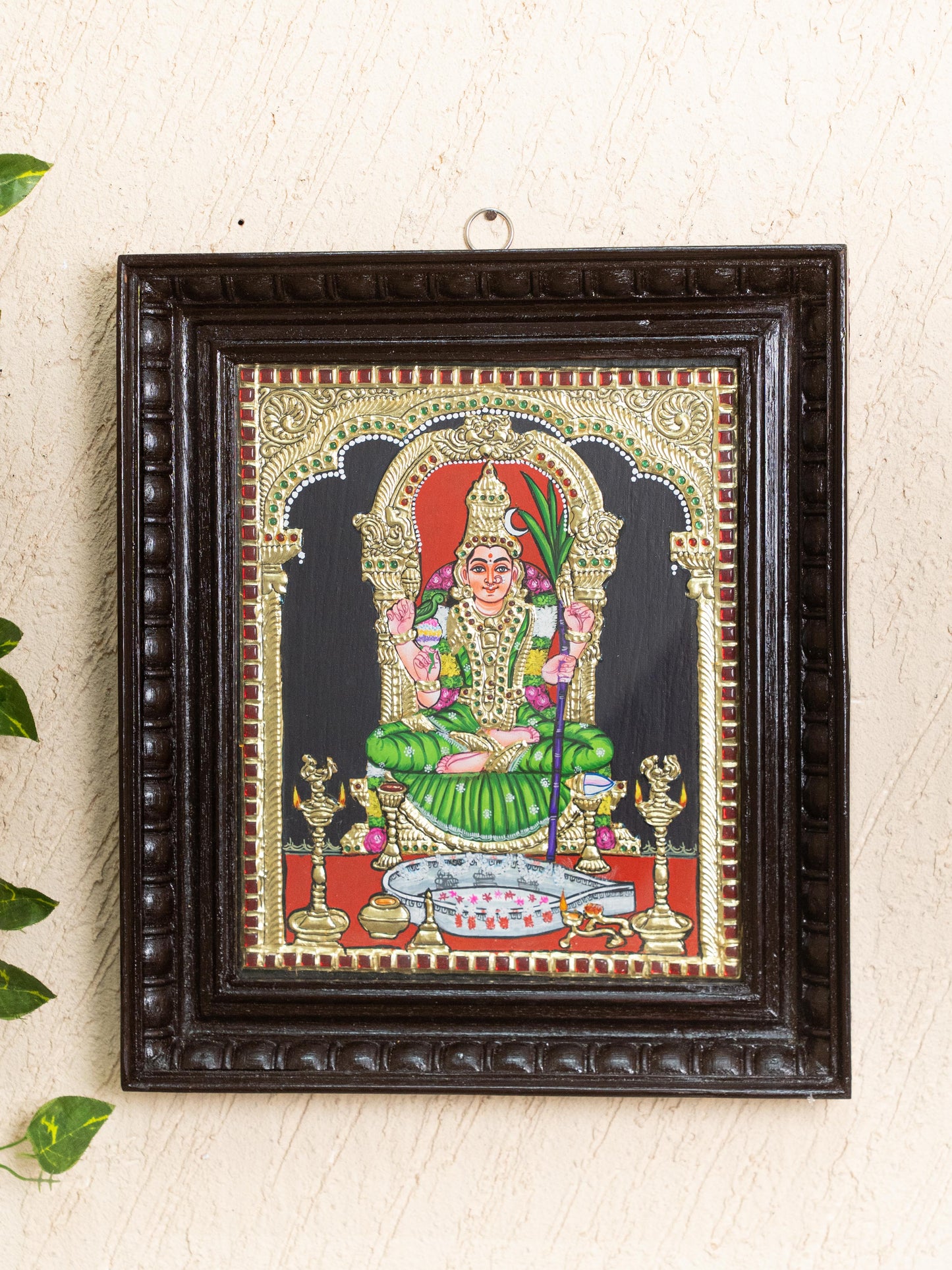 Tanjore Painting - Kamatchi - Flat (Gold Foil) - 12x10 inch - WL5205